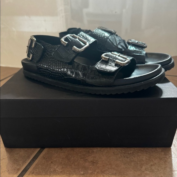 Freda Salvador Piper Sandal. Black Embossed Croc - Picture 3 of 6